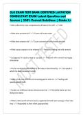 CLC EXAM TEST BANK CERTIFIED LACTATION&NewLine;CONSULTANT EXAM Latest Question and&NewLine;Answer &vert; 100&percnt; Correct Solutions &vert; Grade A&plus;