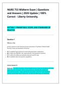 NURS 753 PMHNP Final Exam &vert; 100 &NewLine;Actual Questions and Answers &vert; 2026&sol;27 &NewLine;Update &vert; 100&percnt; Correct - Liberty &NewLine;University