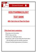 HESI Pharmacology Test Bank &lpar;Latest 2026&sol;2027 Update&rpar; &vert; NGN-Style Questions&comma; Case Scenarios & Answer with Rationales&comma; Graded A&plus;