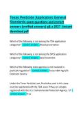 Texas Pesticide Applicators General Standards Exam Practice Questions and Correct Answers &vert; Complete Study Guide