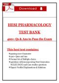 HESI RN Pharmacology Test Bank &lpar;Latest 2026&sol;2027 Update&rpar; &vert; NGN-Style Questions&comma; Case Scenarios & Answer with Rationales&comma; Graded A&plus;