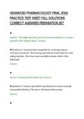 ADVANCED PHARMACOLOGY FINAL 2026&NewLine;PRACTICE TEST SHEET FULL SOLUTIONS&NewLine;CORRECT ANSWERS PREPARATION SET