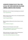 ADVANCED PHARMACOLOGY FINAL 2026&NewLine;ACTUAL TEST PAPER QUESTIONS SOLUTIONS&NewLine;VERIFIED COMPLETE STUDY PACKAGE&NewLine;