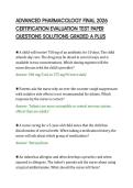 ADVANCED PHARMACOLOGY FINAL 2026&NewLine;CERTIFICATION EVALUATION TEST PAPER&NewLine;QUESTIONS SOLUTIONS GRADED A PLUS