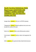 South Carolina Esthetician State Board Exam Practice Questions and Correct Answers &vert; Complete Licensing Study Guide