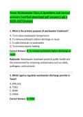 Texas Wastewater Class A Exam Practice Questions and Correct Answers &vert; Complete Study Guide