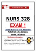 NURS 328 Exam 1 &ndash; Pediatric Health Concepts &ndash; Actual Questions & Answers &lpar;Updated&rpar;