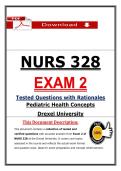 NURS 328 Exam 2 &ndash; Pediatric Health Concepts &ndash; Actual Questions & Answers &lpar;Updated&rpar;