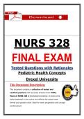 NURS 328 Final Exam &ndash; Pediatric Health Concepts &ndash; Actual Questions & Answers &lpar;Updated&rpar;