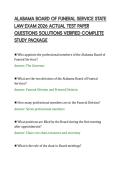 ALABAMA BOARD OF FUNERAL SERVICE STATE&NewLine;LAW EXAM 2026 ACTUAL TEST PAPER&NewLine;QUESTIONS SOLUTIONS VERIFIED COMPLETE&NewLine;STUDY PACKAGE