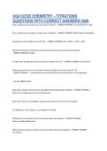 AQA GCSE CHEMISTRY &ndash; TITRATIONS QUESTIONS WITH CORRECT ANSWERS 2026