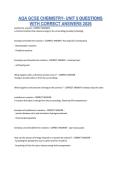 AQA GCSE CHEMISTRY- UNIT 5 QUESTIONS WITH CORRECT ANSWERS 2026