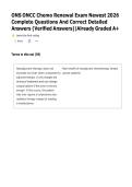 ONS ONCC Chemotherapy Renewal Exam &vert; Complete Practice Questions & Verified Detailed Answers Study Guide &vert; Latest 2026 Updated Edition