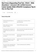 Red Cross Lifeguarding Final Test &comma; EXAM - 2026 &lpar;Questions &plus; Answers&rpar; with verified Answers &lpar;Latest Update 2026&rpar; UPDATE&excl;&excl; Compliance Tips & How to Pass Fast&NewLine;&NewLine;