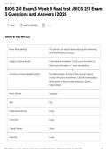 BIOS 251 Exam 3 Week 8 final test &sol;BIOS 251 Exam 3 Questions and Answers &vert; 2026&NewLine;&NewLine;