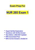 NUR 265 Nursing Exam 1 Prep &vert; Practice Questions&comma; Verified Answers & Complete Study Guide 2026-2027 Edition