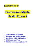 Rasmussen Mental Health Exam 2 Practice Questions with Verified Answers &vert; Complete Psychiatric Nursing Study Guide &vert; 2026&sol;2027 Update