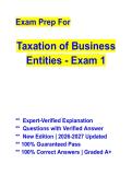 Taxation of Business Entities Exam 1 Practice Questions with Verified Answers &vert; Complete Tax Accounting Study Guide &vert; 2026&ndash;2027 Update
