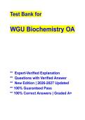 WGU Biochemistry OA Questions & Answers &vert; Comprehensive Biochemistry Review Guide &vert; Latest Edition