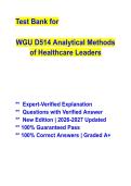 WGU D514 Analytical Methods of Healthcare Leaders Study Guide with Practice Questions & Verified Answers &vert; OA Exam Prep 2026&ndash;2027