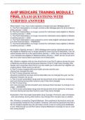 AHIP MEDICARE TRAINING MODULE 1 FINAL EXAM QUESTIONS WITH VERIFIED ANSWERS 
