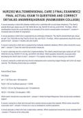 NUR2392 Multidimensional Care II Final Exam &ndash; Complete Study Guide