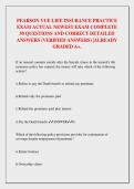 Pearson VUE Life Insurance Practice Exam &ndash; 50 Questions & Verified Answers