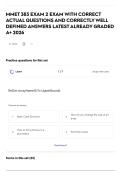 MMET 383 EXAM 2 EXAM WITH CORRECT ACTUAL QUESTIONS AND CORRECTLY WELL DEFINED ANSWERS LATEST ALREADY GRADED A&plus; 2026