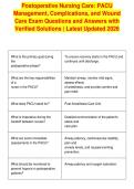 Postoperative Nursing Care&colon; PACU&NewLine;Management&comma; Complications&comma; and Wound&NewLine;Care Exam Questions and Answers with&NewLine;Verified Solutions &vert; Latest Updated 2026