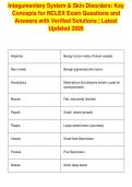 Integumentary System & Skin Disorders&colon; Key&NewLine;Concepts for NCLEX Exam Questions and&NewLine;Answers with Verified Solutions &vert; Latest&NewLine;Updated 2026&NewLine;