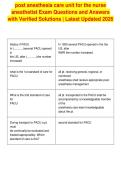 post anesthesia care unit for the nurse&NewLine;anesthetist Exam Questions and Answers&NewLine;with Verified Solutions &vert; Latest Updated 2026