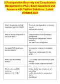 8 Postoperative Recovery and Complication&NewLine;Management in PACU Exam Questions and&NewLine;Answers with Verified Solutions &vert; Latest&NewLine;Updated 2026