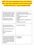 HESI&comma; The Post-Anesthesia Care Unit &lpar;PACU&rpar;&comma;&NewLine;Mrs&period; Paul Exam Questions and Answers with&NewLine;Verified Solutions &vert; Latest Updated 2026