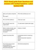 PACU Study guide Exam Questions and&NewLine;Answers with Verified Solutions &vert; Latest&NewLine;Updated 2026&NewLine;