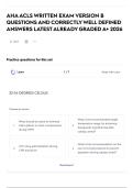 AHA ACLS WRITTEN EXAM VERSION B QUESTIONS AND CORRECTLY WELL DEFINED ANSWERS LATEST ALREADY GRADED A&plus; 2026
