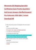 Minnesota GIS Mapping Specialist &NewLine;Certification Exam Practice Questions &NewLine;And Correct Answers &lpar;Verified Answers&rpar; &NewLine;Plus Rationales 2026 Q&A &vert; Instant &NewLine;Download Pdf 
