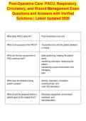 Post-Operative Care&colon; PACU&comma; Respiratory&comma;&NewLine;Circulatory&comma; and Wound Management Exam&NewLine;Questions and Answers with Verified&NewLine;Solutions &vert; Latest Updated 2026
