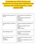 Comprehensive PACU Nursing and&NewLine;Anesthesia Care Guide Exam Questions and&NewLine;Answers with Verified Solutions &vert; Latest&NewLine;Updated 2026&NewLine;