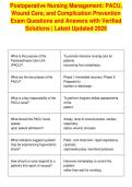 Postoperative Nursing Management&colon; PACU&comma;&NewLine;Wound Care&comma; and Complication Prevention&NewLine;Exam Questions and Answers with Verified&NewLine;Solutions &vert; Latest Updated 2026