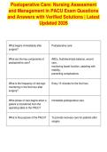 Postoperative Care&colon; Nursing Assessment&NewLine;and Management in PACU Exam Questions&NewLine;and Answers with Verified Solutions &vert; Latest&NewLine;Updated 2026