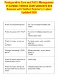 Postoperative Care and PACU Management&NewLine;in Surgical Patients Exam Questions and&NewLine;Answers with Verified Solutions &vert; Latest&NewLine;Updated 2026