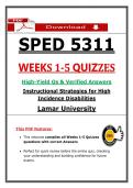 SPED 5311 Weeks 1-5 Quizzes &ndash; Instr Strategies &ndash; &lpar;2026&rpar; Actual Questions & Answers &lpar;LU&rpar; Guarantee Pass