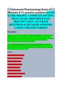 Advanced Pharmacology Exam 4 EXAM STUDY GUIDE 2026&sol;2027 ACCURATE QUESTIONS WITH CORRECT DETAILED SOLUTIONS &vert;&vert; 100&percnt; GUARANTEED PASS NEWEST VERSION &vert; Galen College of Nursing