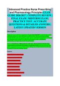Advanced Practice Nurse Prescribing and Pharmacology Principles EXAM STUDY GUIDE 2026&sol;2027 ACCURATE QUESTIONS WITH CORRECT DETAILED SOLUTIONS &vert;&vert; 100&percnt; GUARANTEED PASS NEWEST VERSION &vert; Galen College of Nursing