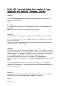 BIOD 121 Essentials in Nutrition Module 1 Exam Questions and Answers - Portage Learning