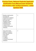 Practice Exam&comma; National Pesticide Applicator&NewLine;Certification Core Manual Exam Questions&NewLine;and Answers with Verified Solutions &vert; Latest&NewLine;Updated 2026