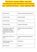 PCA Exam&colon; Insects&comma; Mites&comma; and other&NewLine;Invertebrates Exam Questions and Answers&NewLine;with Verified Solutions &vert; Latest Updated 2026