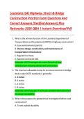 Louisiana &lpar;LA&rpar; Highway&comma; Street & Bridge&NewLine;Construction Practice Exam Questions And Correct Answers &lpar;Verified Answers&rpar; Plus&NewLine;Rationales 2026 Q&A &vert; Instant Download Pdf&NewLine;