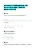 TESOL FINAL PAPER QUESTIONS AND &NewLine;ACCURATE ANSWERS COMPLETE &NewLine;PREPARATION KIT 