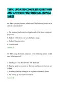TESOL UPDATED COMPLETE QUESTIONS &NewLine;AND ANSWERS PROFESSIONAL REVIEW &NewLine;SHEET